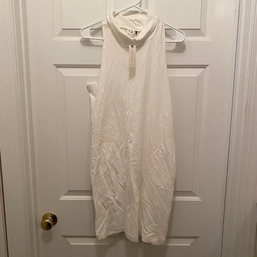NWT Anthropologie Women's Akemi and Kin Cowl Neck White Cotton Dress Size Small
